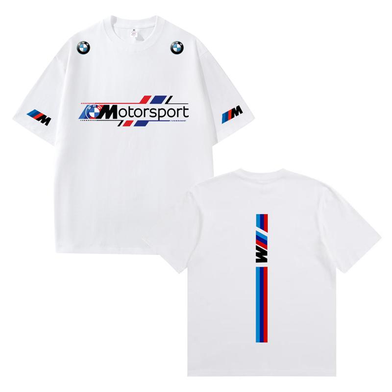 

D06-117 MINISO 2026 Літня BMW Motorsport Чоловіча Жіноча 100% Бавовняна Футболка Вболівальник гоночного автомобіля Повсякденна з коротким рукавом З круглим вирізом Верх 3XL білий