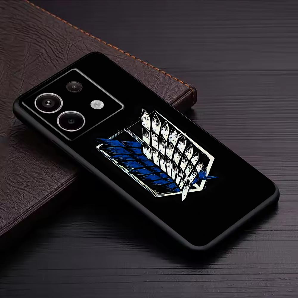 Phone Case For Redmi Note 14 13 12 11 Pro Plus S 5G 14C A3 Anime Attack On Titan Soft Black Phone Cover