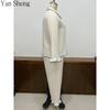 Women Pajama Set, White Plus Size Lapel Long Sleeve Contrast Trim Loose Wide Leg Loungewear Two Piece Outfit For Spring Autumn