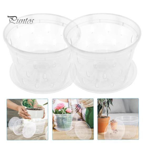 Clear Orchid Pot Reusable Orchid Flowerpot with Holes Plastic Ventilated Planter for Repotting Growing Indoor Outdoor Orchids