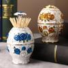 Toothpick Dispenser Retro Relief Design Plastic Luxury Pop-up Toothpick Organizer Box Rose Flower Desktop Decor Holder for Home