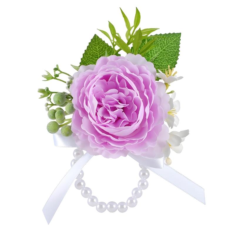 Simulated Rose Wrist Corsage Artificial Rose Wedding Boutonniere for Groom Bridesmaid Wedding Bridal Showers Proms
