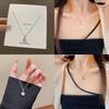 Geometric Style Korean Titanium Steel Necklace With Zircon Pendant Stone