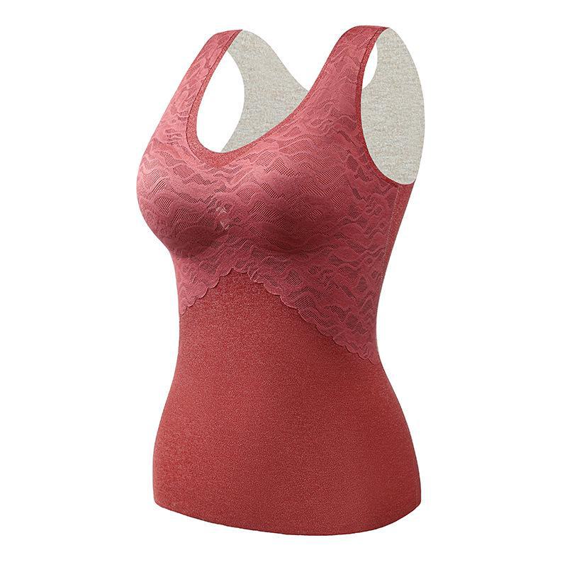 Women's Seamless Self-Heating Velvet Thermal Underwear with Chest Pads & Thick Inner Lace.