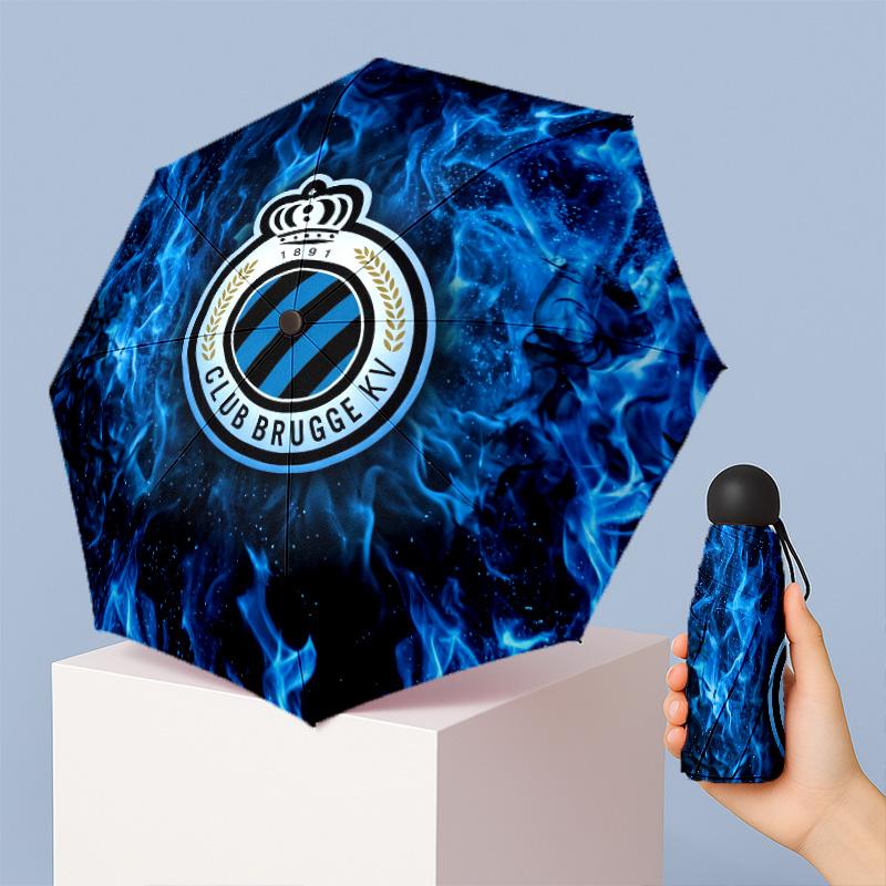 Club Brugge FC Mini 5 Fold Pocket Umbrella Compact Lightweight Anti UV Rain Sun Protection Umbrella Portable Travel Umbrella