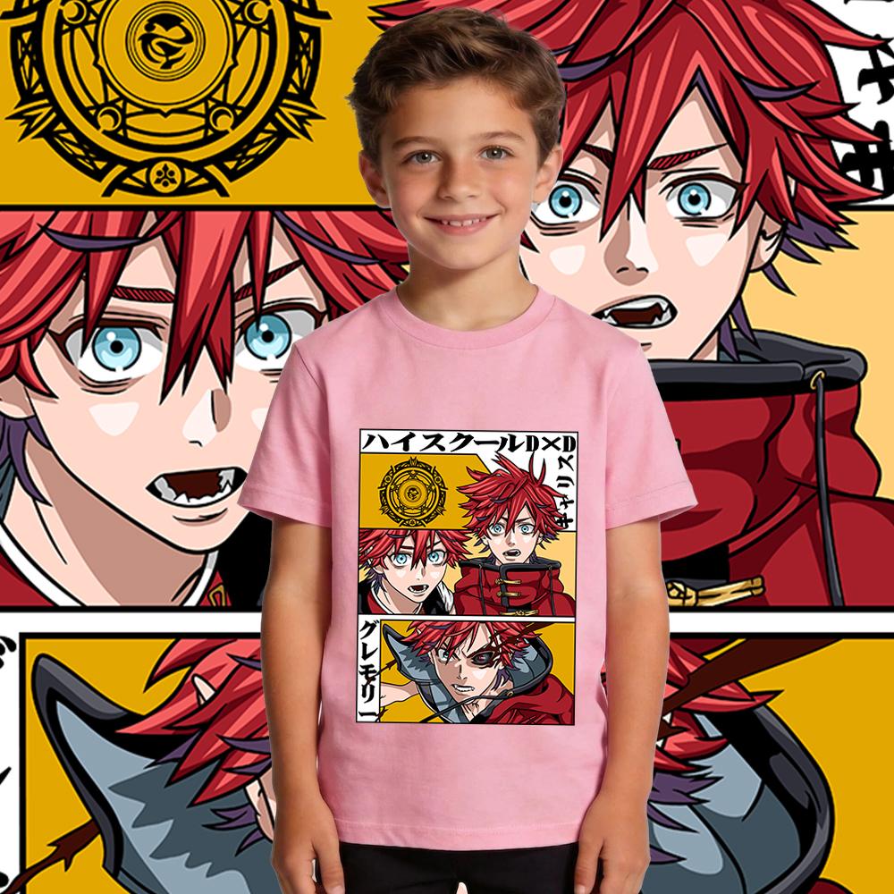High School Dxd Garith Gremory Anime Print Cotton T Shirt Boys Girls Casual Soft Breathable Short Sleeve Kids Top