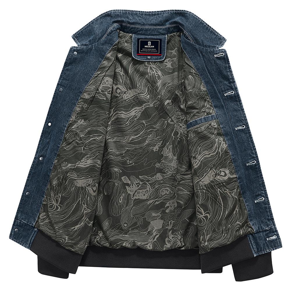 Denim Jacket Men's Spring and Autumn Casual Workwear Men's Jacket Loose Large Size Lapel Retro Denim Top