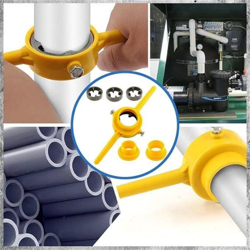 6pcs PVC Pipe Threader NPT Thread Tap Die Set Powerful 1/2 3/4 1 Inch Plumbing PVC Thread Tool Maker Screw Die Set Hand Tool
