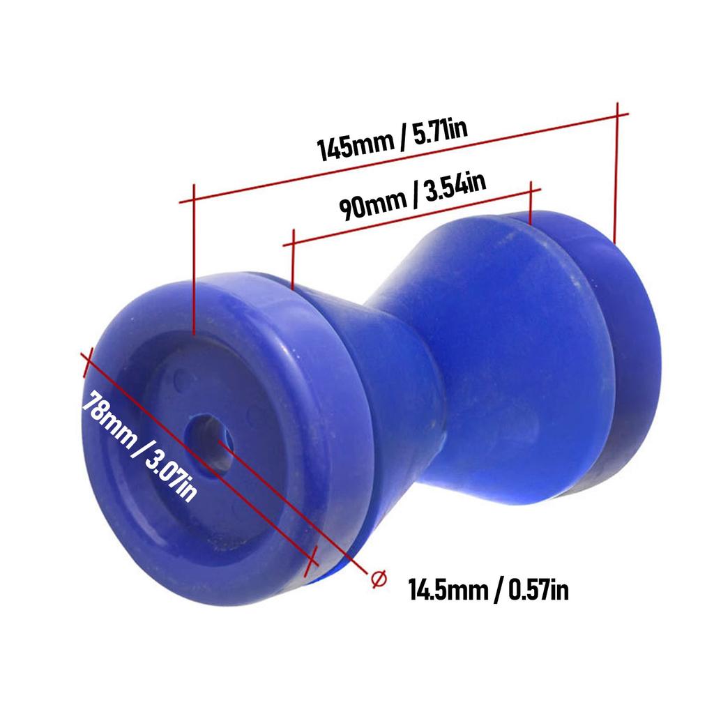 90mm Boat Trailer Bow Roller Shock Absorbing Wearproof PVC Bow Stop Roller Blue PVC Boat Trailer Roller