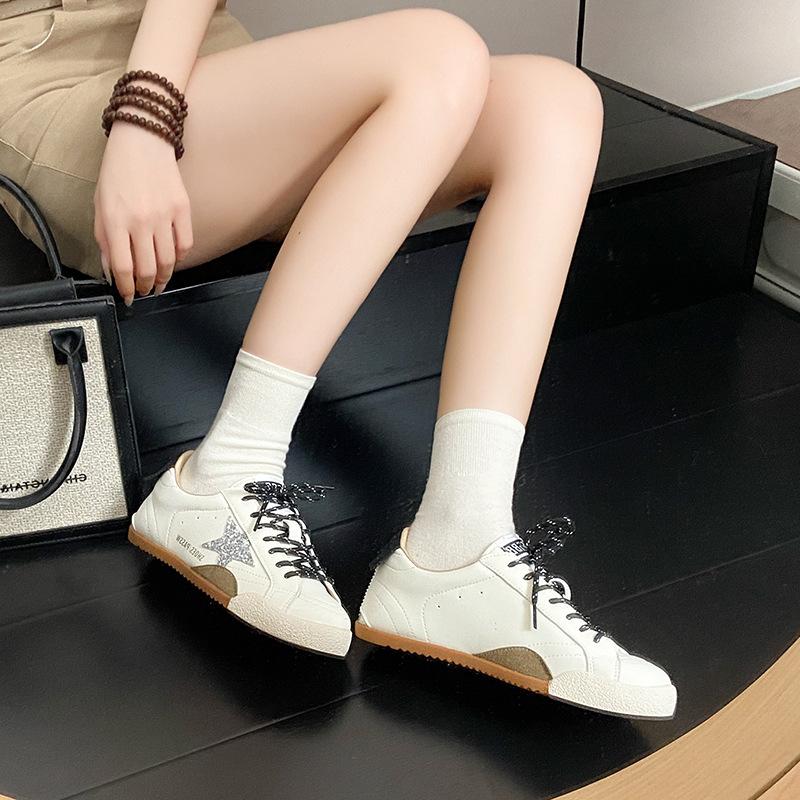 Popular versatile flat-soled casual shoes trendy and comfortable niche style old stars dirty shoes color matching lace-up board shoes women