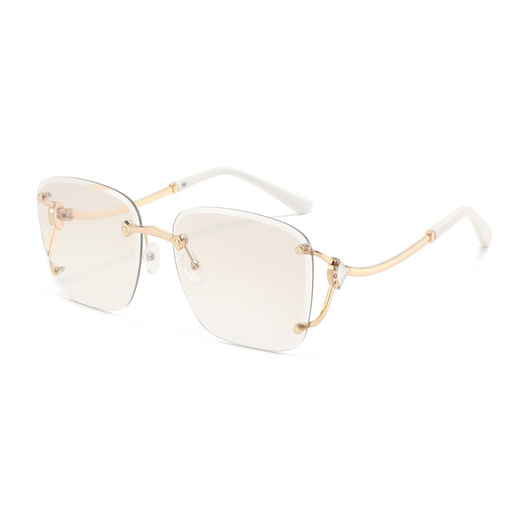 Square Metal Frameless Design Sunglasses for Men and Women Fashion Trendy Outdoor Sunscreen Sunshade Glasses