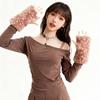 Fawn Spot Fingerless Gloves Elk Series Dew Finger Hair Gloves Cute Half Finger Gloves  Winter