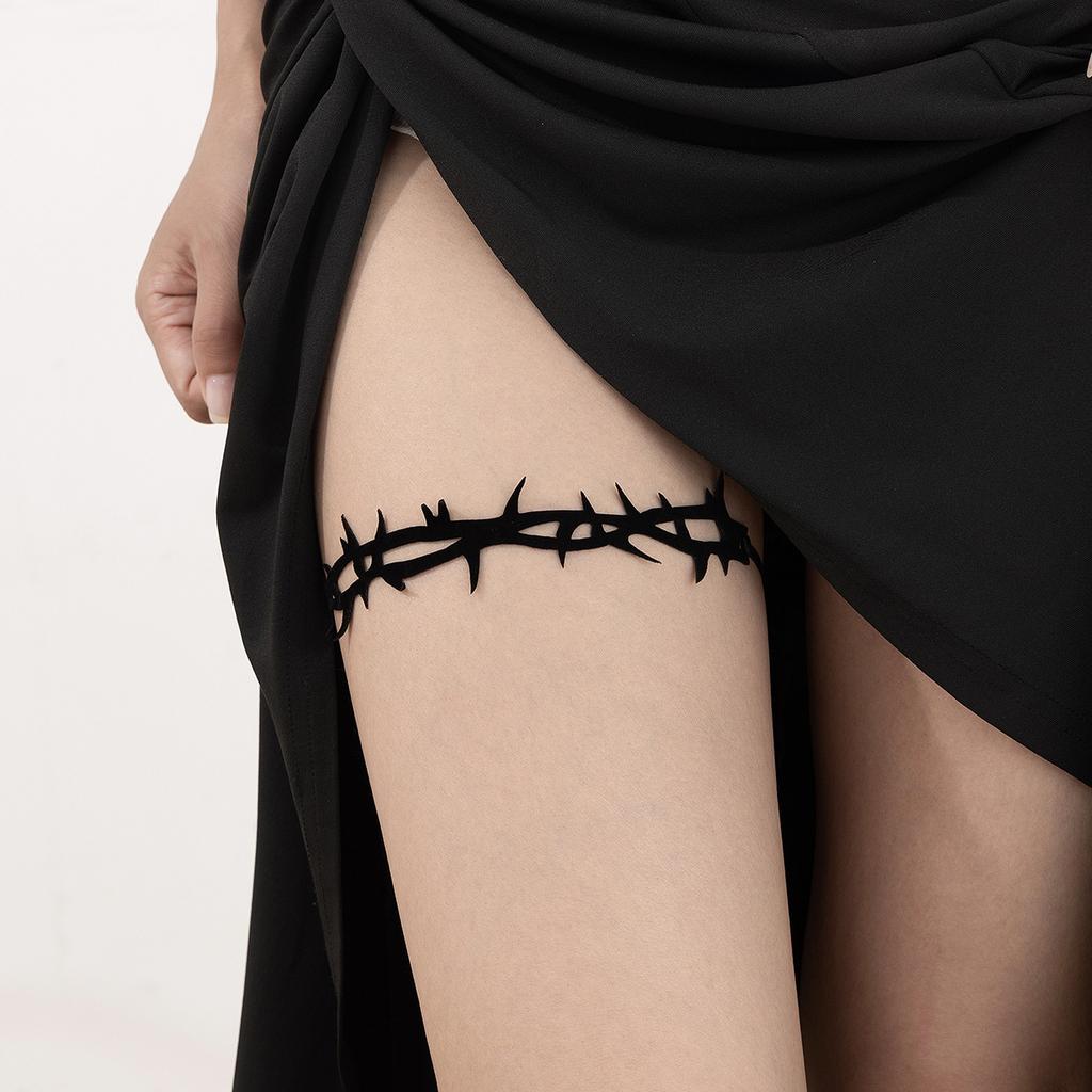 Accessories Gothic Dark Wind Thorns Rose Elastic Thigh Chain Sexy Lace Strap Fringed Leg Ring
