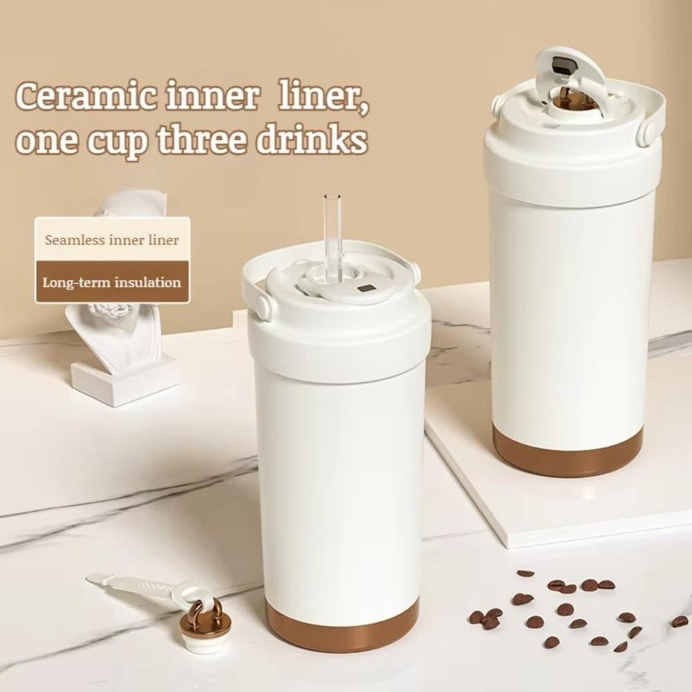 Ceramic Coated Travel Coffee Mug 500ml Insulated Water Bottle Hot Cold Drinks Tumbler Hiking