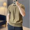 Men's Italian Business Casual Striped Polo Shirt: Light, Breathable, Short-Sleeved, Knitted T-Shirt