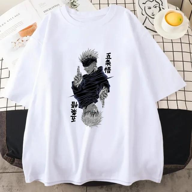 Mote Jujutsu Kaisen Satoru Gojo Anime Trykket Dame O-hals Kort Ermet Kvinne T-skjorte Svart Hvit Kort Ermet Sommer Topp