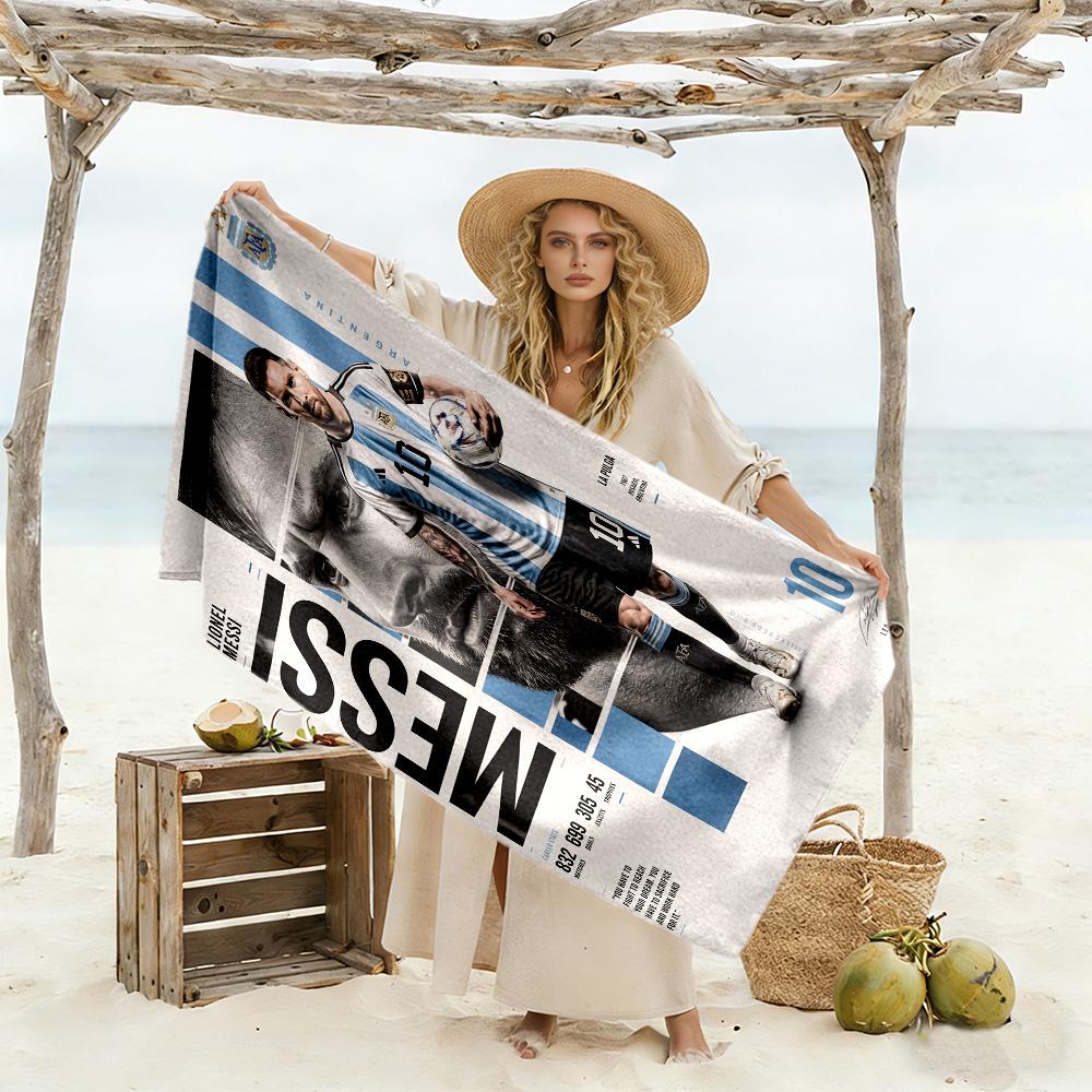 Football Player Action Beach Towel Super Soft & Absorbent Comfortable Lightweight
