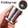 75ml Foldable Stainless Steel Shot Glass Collapsible Portable Keychain Telescopic Cup for Travel Camping & Outdoor Drinking