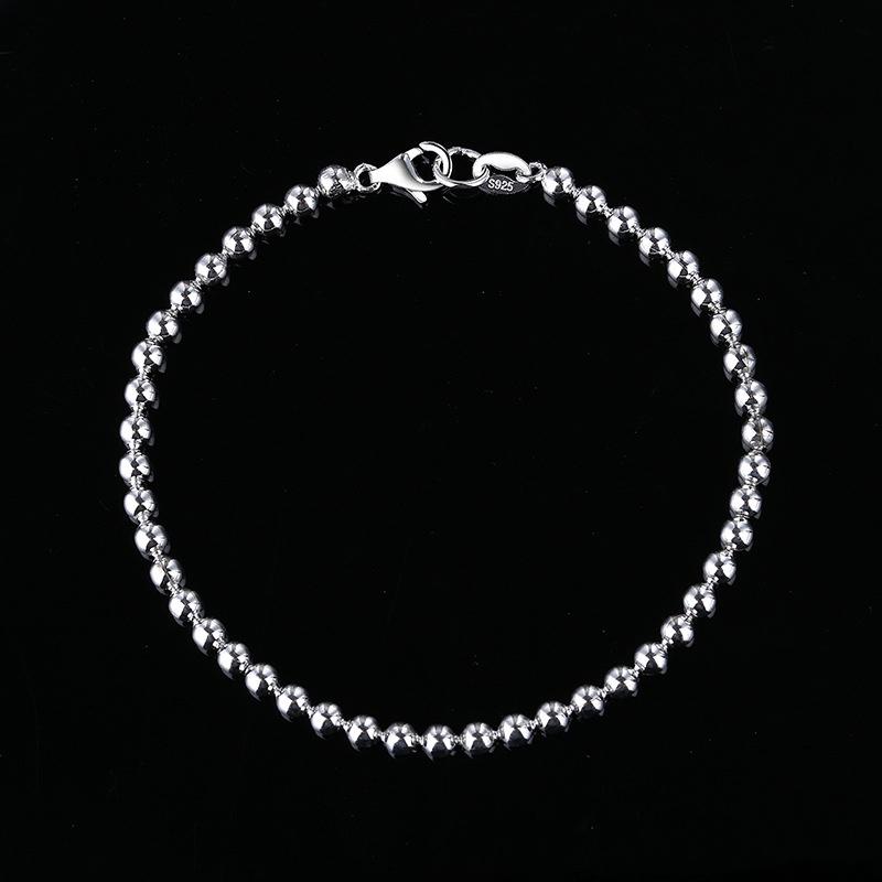 Trendy Polished Ball Chain S925 Sterling Silver Bead Ball Chain Bracelet for Women