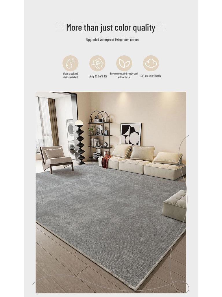 2024 Luxury Gray Waterproof Carpet: Large Area Living Room & Bedroom Floor Mat