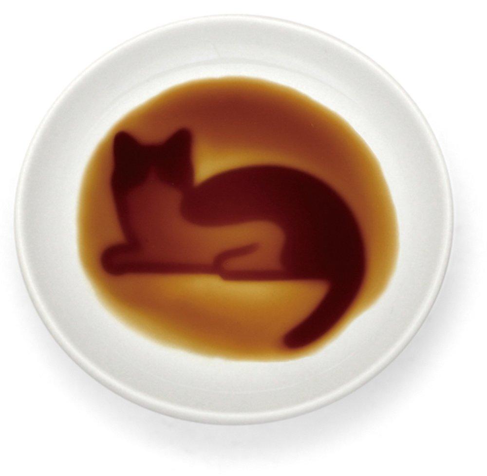 Artha Soy Sauce Dish, Small Plate, Cat and Pine Design, 9cm, Dishwasher and Microwave Safe, Porcelain, AR0604191