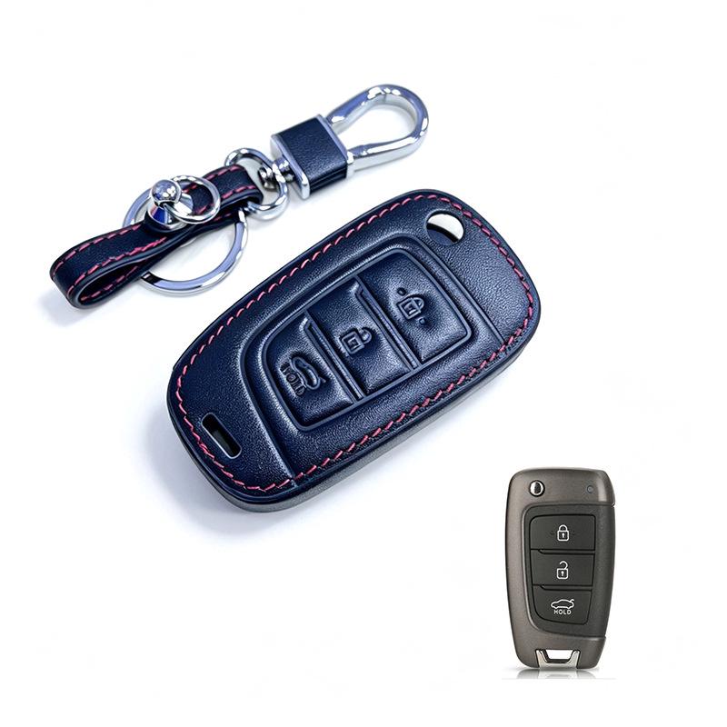 Hyundai Elantra 17/21 Folding Key Cover, Genuine Leather, 3/4 Button
