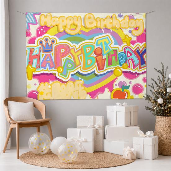 Stendardo Banner di Buon Compleanno Grande Poster in Tessuto da Appendere Segno per Decorazione Sfondo Parete