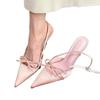 Fashion Hot Selling 2025 New Pointed Bow Sandals for Women Summer Slim Heels High Heels,Wearing Fairy Women's Shoes Outside Women Heels