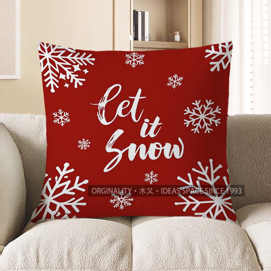Home Decor Red Snowflake Pattern Decorative Throw Pillow Pattern Cushion Cover Suitable For Sofa Bedroom Car Pillow Cover