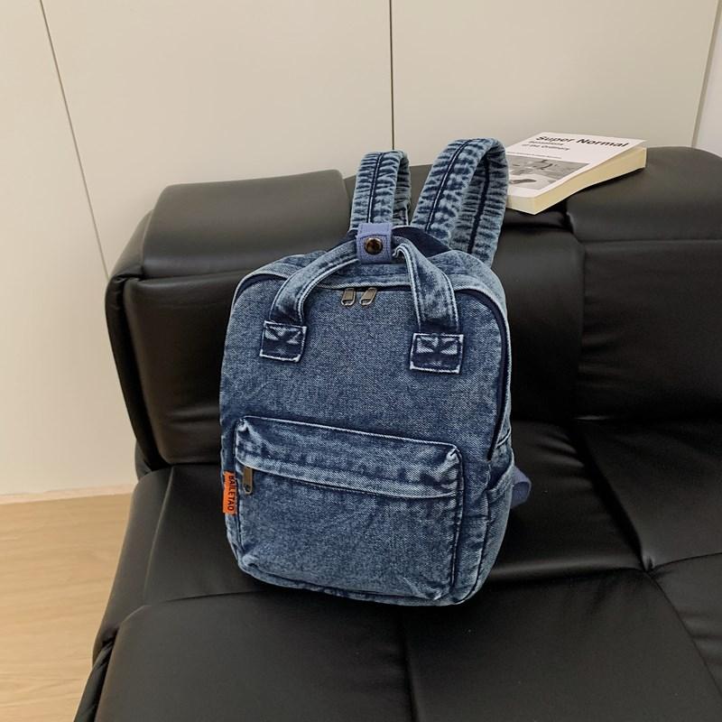 Retro Denim Backpack Student Schoolbag