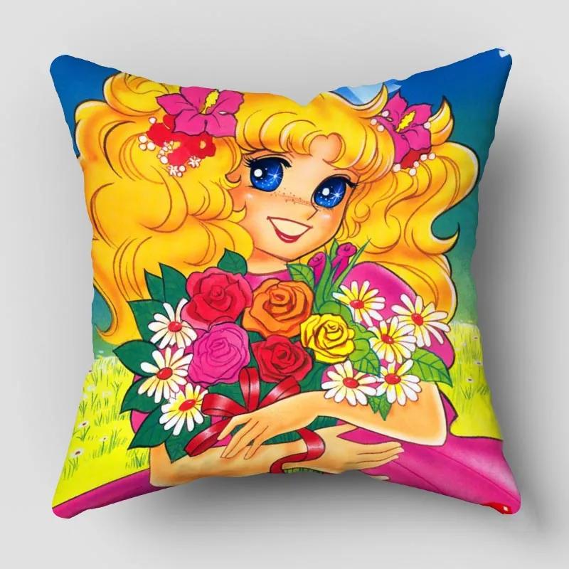 Candy New Anime Pillow Cover Bedroom Home Office Decorative Pillowcase Square Zipper Pillow Cases Satin Fabric No Fade 10.16WJY
