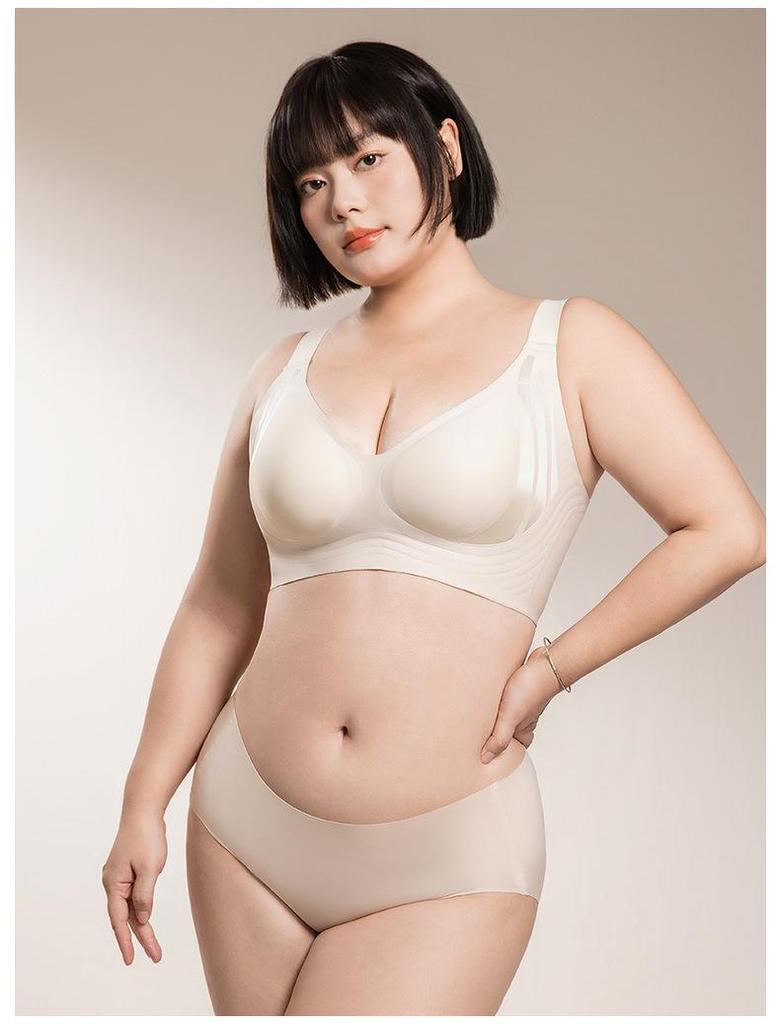 Seamless V-Neck Minimizer Bra: Wide-Strap, Plus-Size, Jelly EF Cup