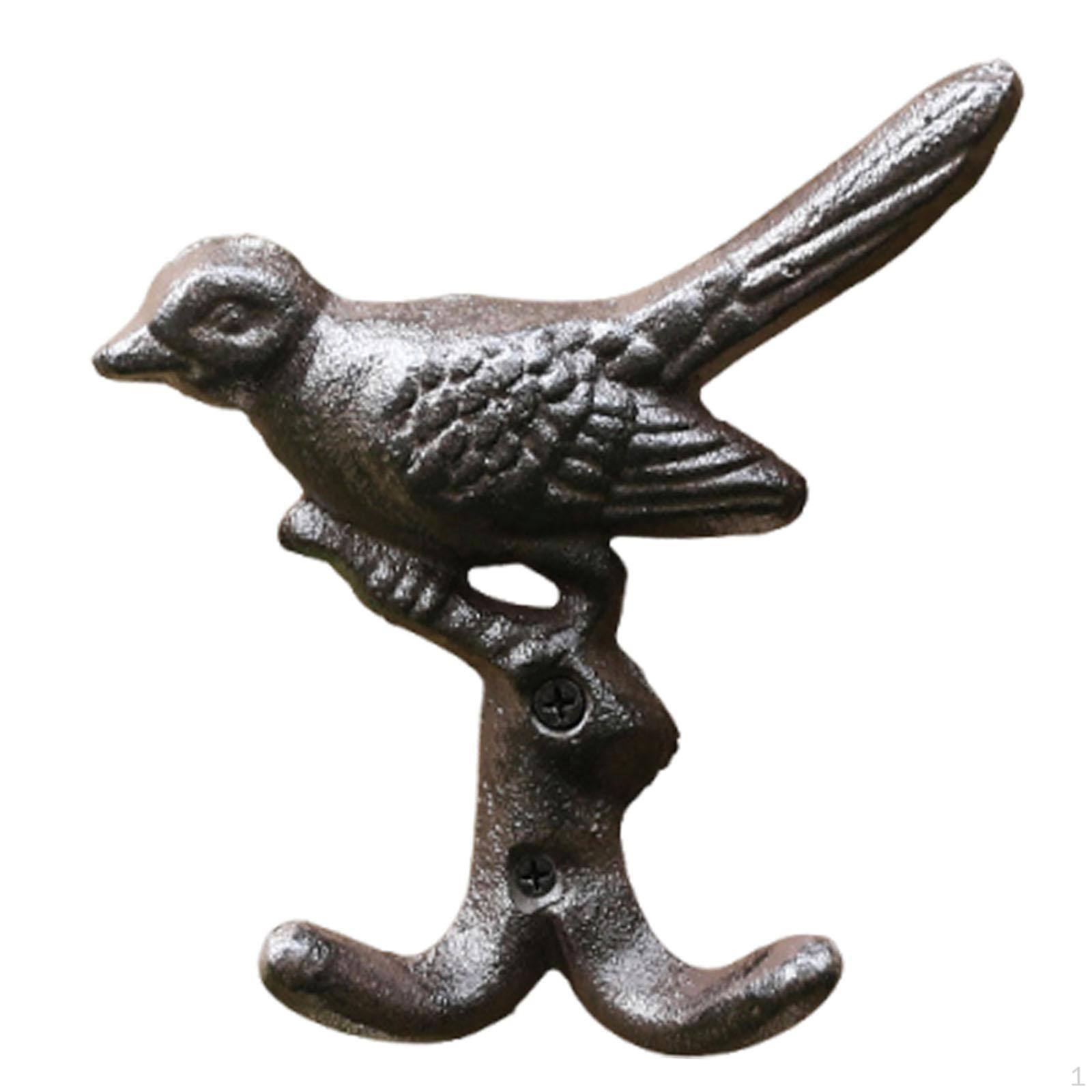 

Bird Hook Wall Mounted Wrought Iron Coat Rack Double Hanging Utility Decorative Material Style B