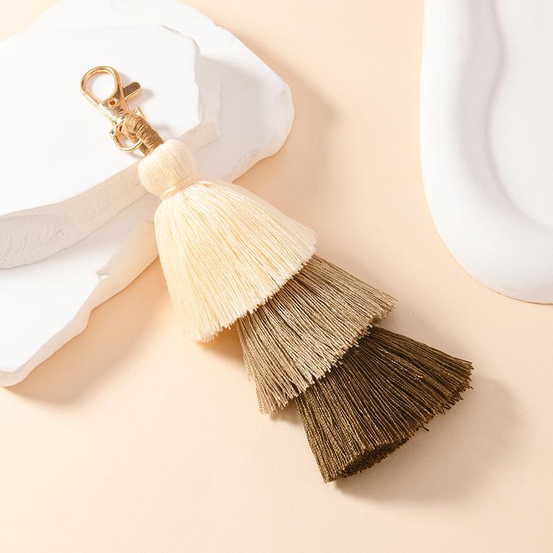 Three-Layer Cotton Thread Fringed Bag Pendant Ethnic Style Keychain Bohemian Style 3-Layer Ear Pendant Bag Parts & Accessories
