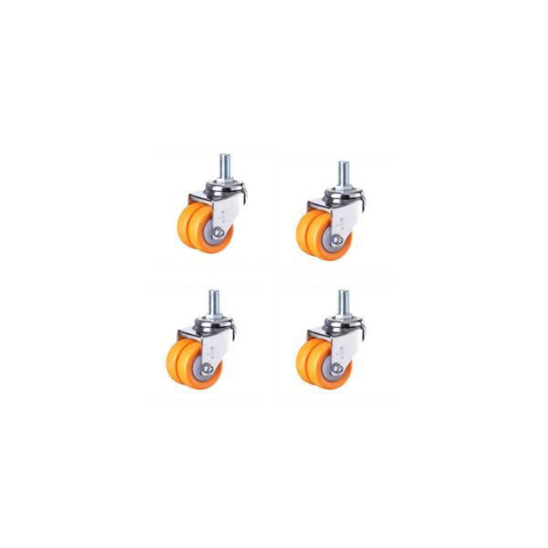 4-Pack Heavy Duty 1.5" Dual-Row Caster Wheels with Lead Screw - Universal/Brake M12/M10×25mm for Oven Racks & Mobile Shelves