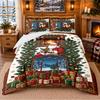 Christmas 3Pcs Bedding Set 1 Bed Sheet 2 Pillowcases Printed Bedroom Bedding Holiday Gift
