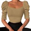 Blusa regular de mujer Llamativa Ropa suave Jersey liso Top