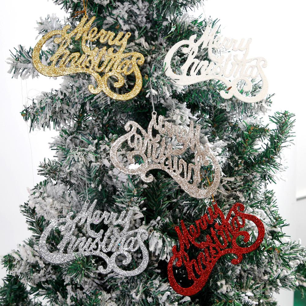 Tree Christmas Luxurious Decorations Stylish Glitter Letter Hanging Ornaments Celebrations For