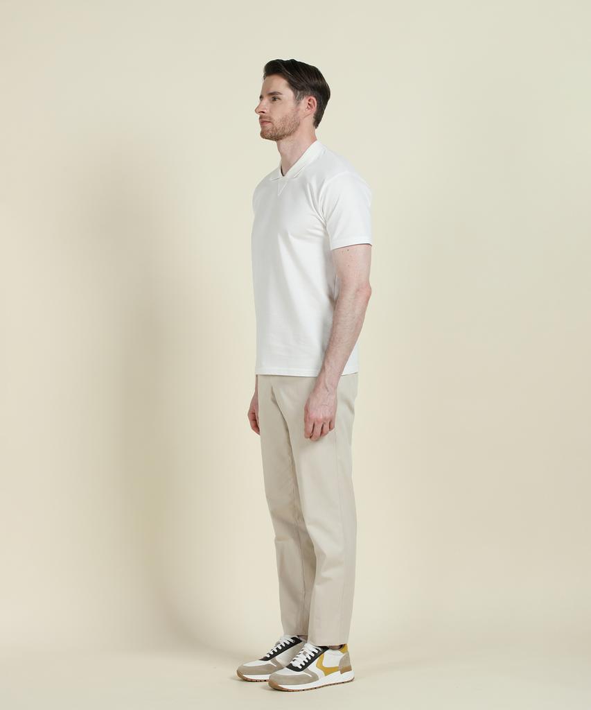 PANICALE White Johnny Collar Polo Shirt
