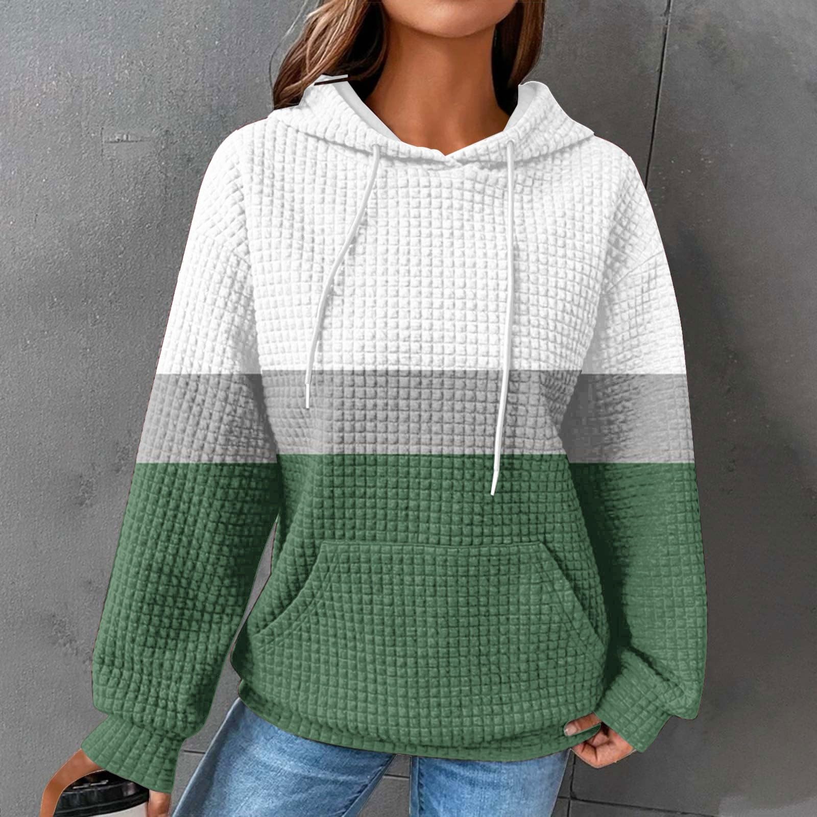 

Women s Loose And Comfortable Color Blocked Printing Long Sleeved Hooded Sweatshirt L