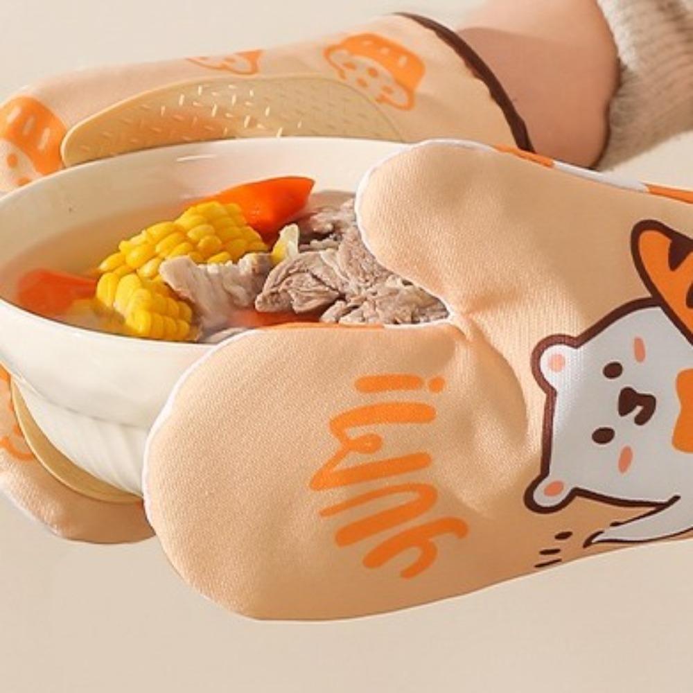 Thickened Insulated Gloves Cotton Microwave Oven Gloves Durable Heat-Resistant Gloves  Kitchen