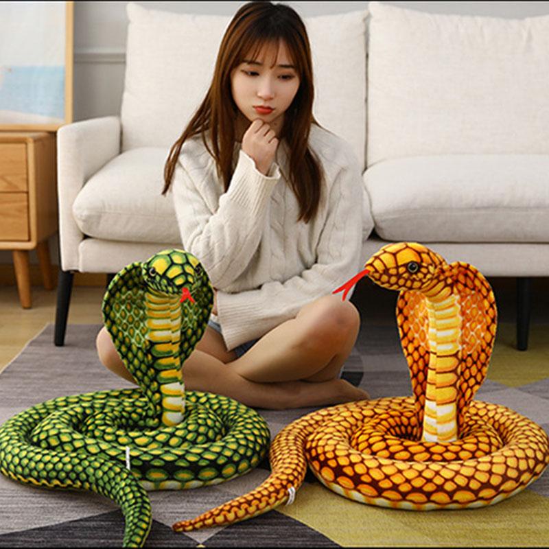 Simulation Giant Plush Toys Stuffed Animal Cobra Plush Toy Snake Cute Soft Doll Snake Stuffed Pillows For Child Birthday Gifts