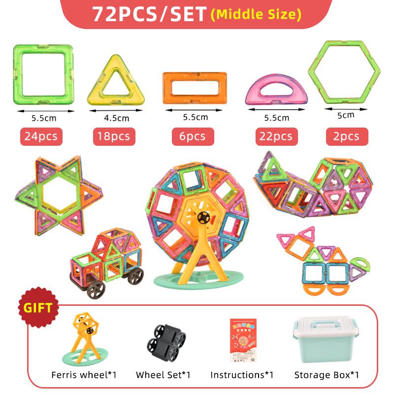 Medium Magnetic Tile Set: Large Particle Building Blocks for Children's Cognitive Education