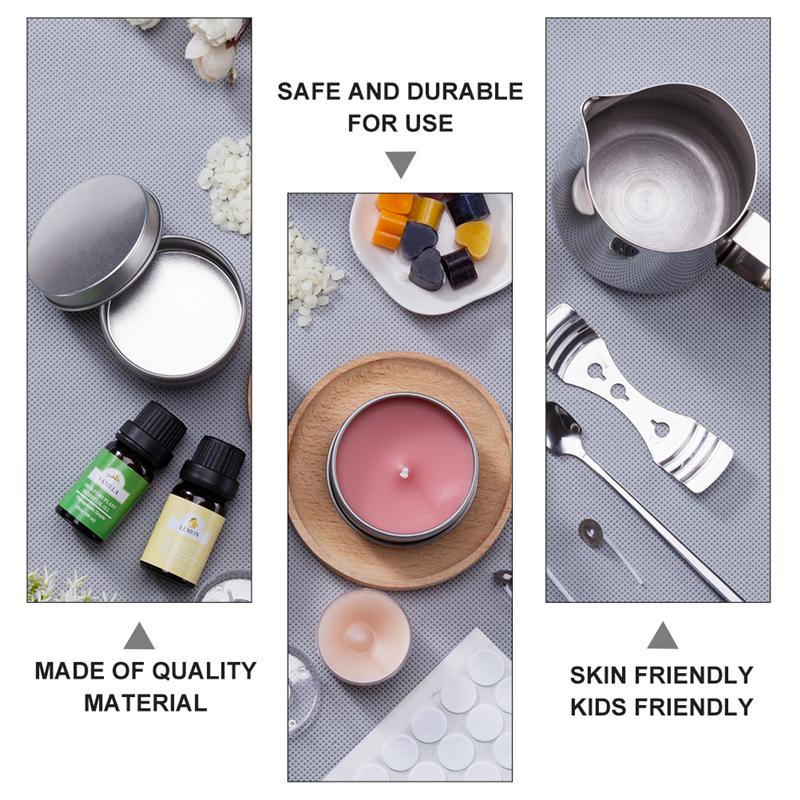 1 Set Candle Making Kit Pouring Pot Wicks Sticker DIY Candle Fixator Craft Tools Diy Handmade Wax Candles with for Wedding Party