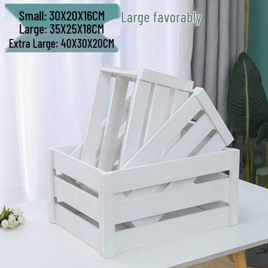 Distressed Wooden Rectangular Basket for Fruit & Vegetable Display