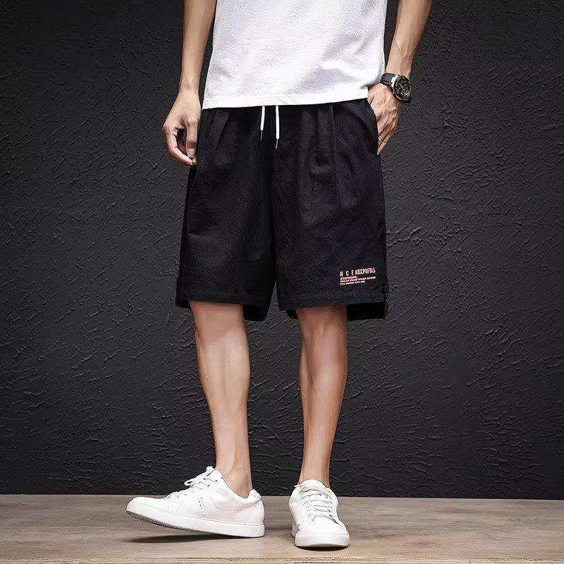 

Мужские летние повседневные льняные шорты — спортивные, свободный крой, тонкая хлопковая смесь, большой размер, фасон «пять точек» 2XL чёрный