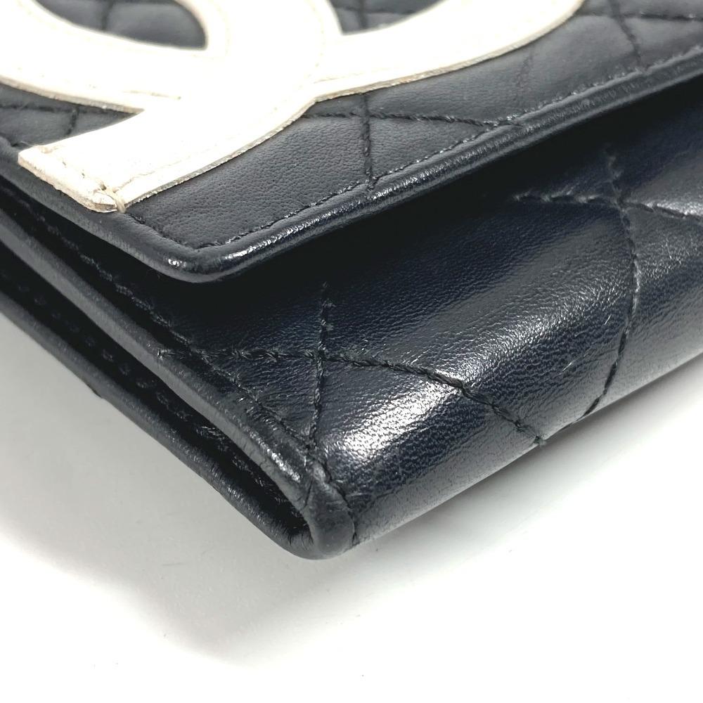 Chanel Cambon Line CC CC Mark Bifold Logo Compact Wallet Flap Folded Wallet