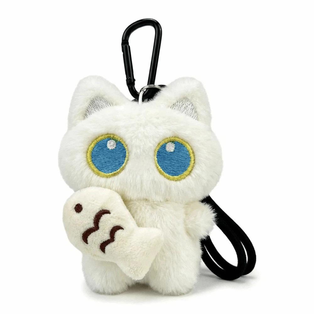 Good Luck Black Cat Lanyard Cute Cat Fish Pendant Funny Plush Cat Keychain Gifts White Hug Fish