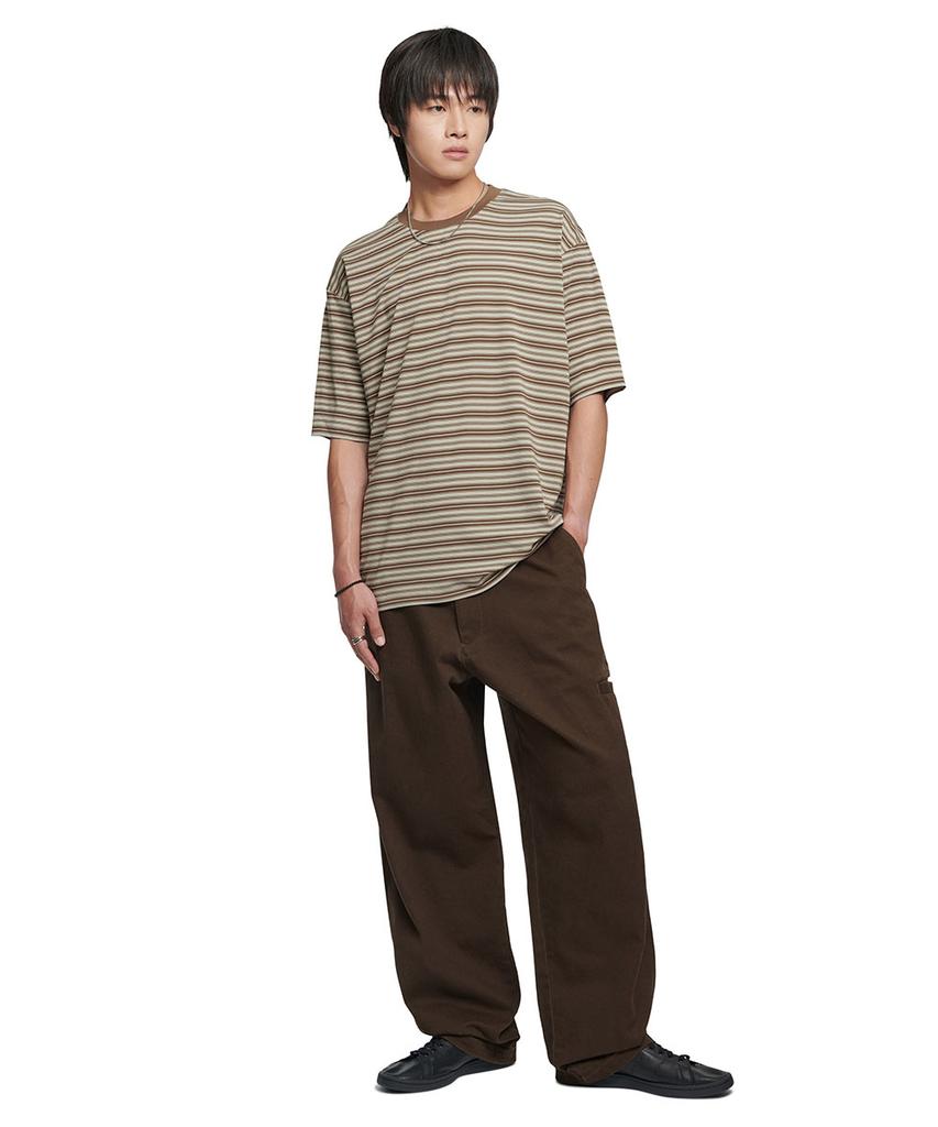 Nomaenyueol Offbeat Stripe T-Shirt - Brown