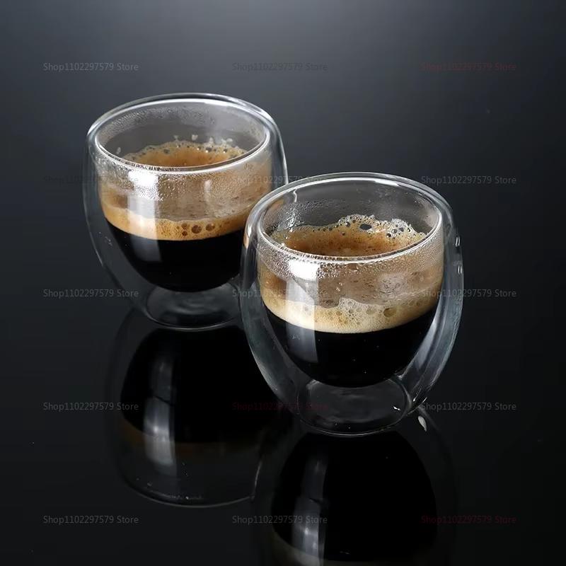 Double Layer High Borosilicate Glass Tea Cup Kung Fu Tea Set Family Office Tea Drinking Cup Elegant Clear Hot Brew Coffee Mug